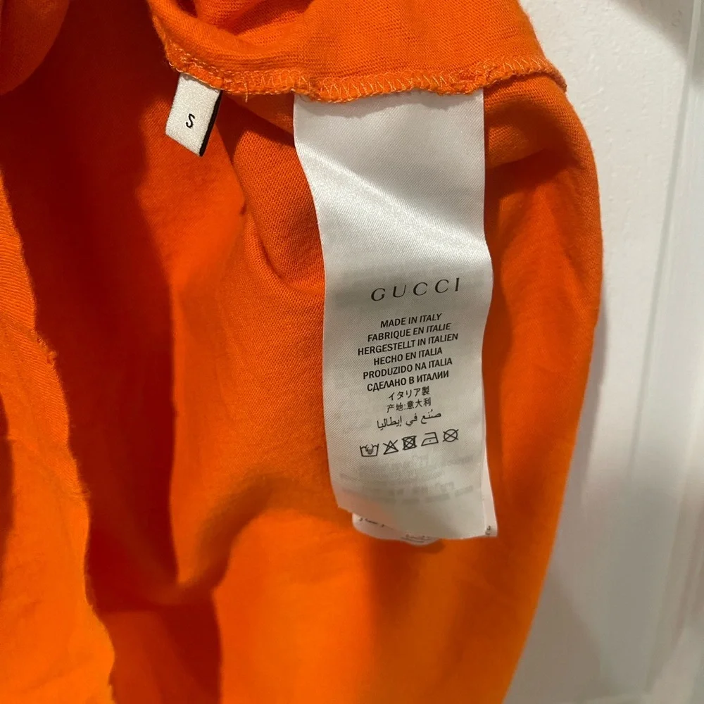 Gucci Bright Orange Classic Logo Graphic Tee